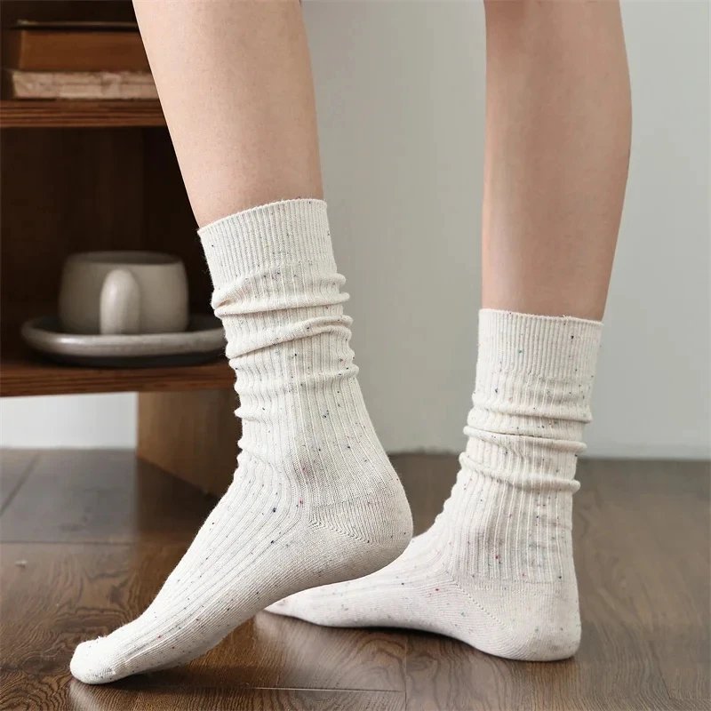 Women's Long Socks High Quality Autumn Winter Warm Thick Middle Tube Candy Color Korean Style Trend Elegant Pile Socks for Women