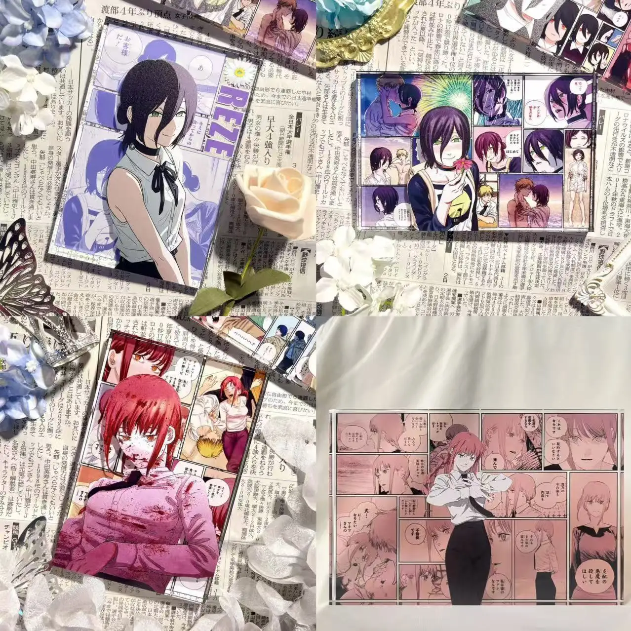 Chainsaw Man Reze Makima Acrylic Art Board Anime Manga Panel Design Collectible Card for Fans Gift