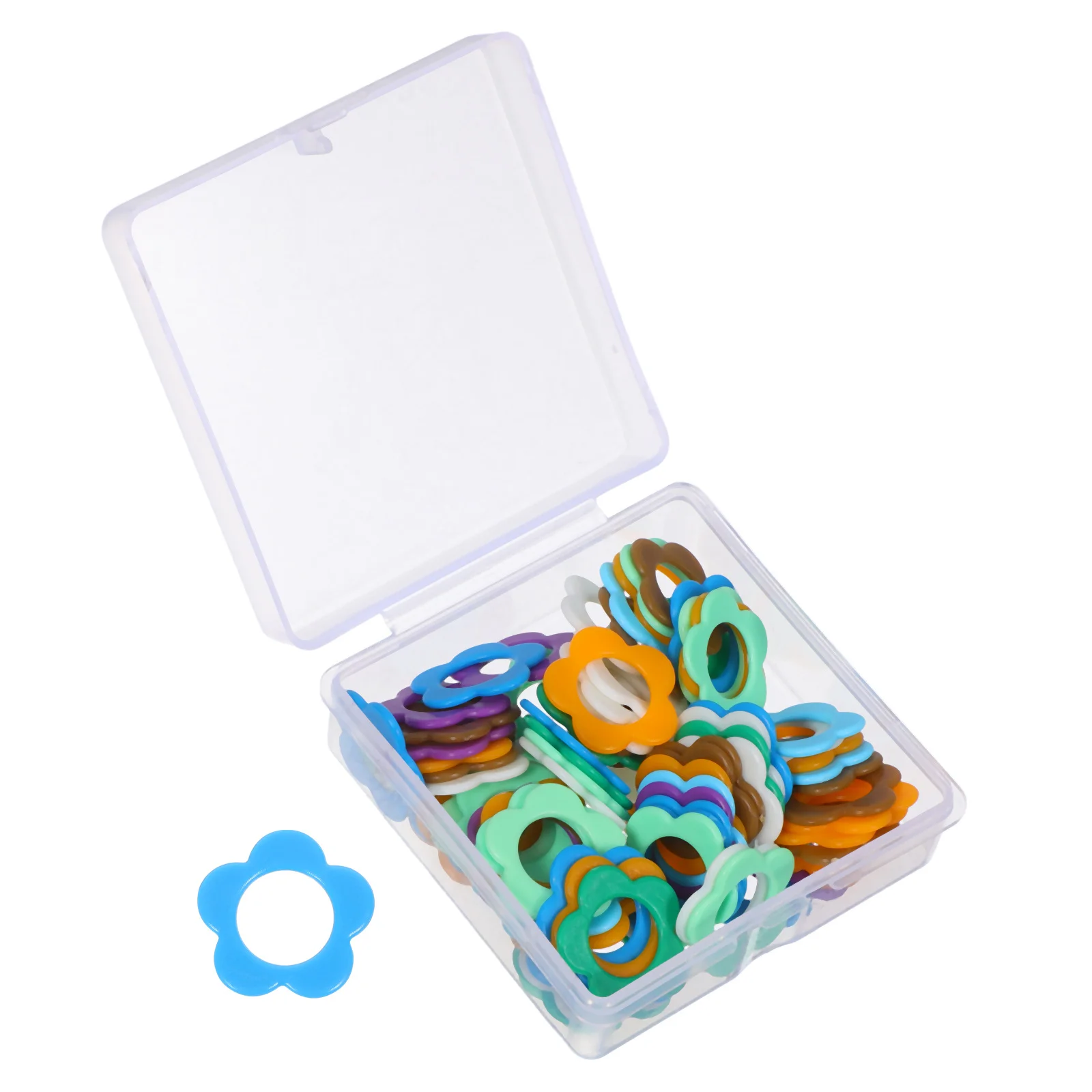 

80ps Multicolor Flower Stitch Markers Plastic Crochet Locking Clips Sweater Yarn Markers DIY Knitting Small Needlework