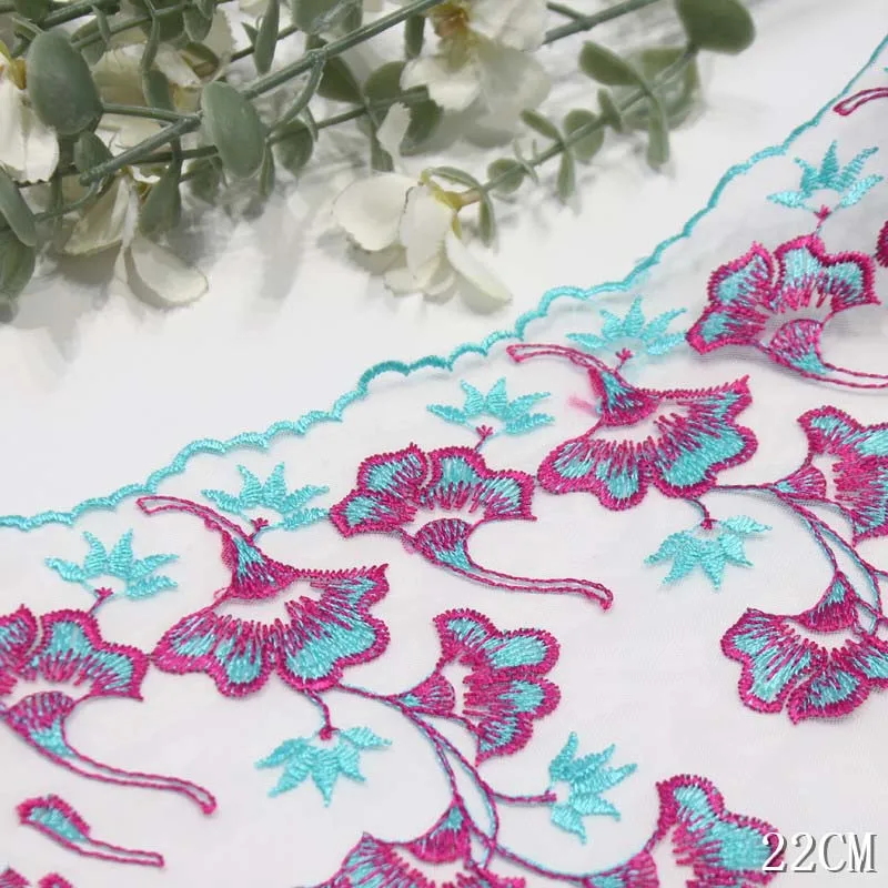 38Yards Embroidered Lace Trim Lingerie Sewing Craft DIY Apparel Fabric Lace Dress Garment Accessory 22cm Wide