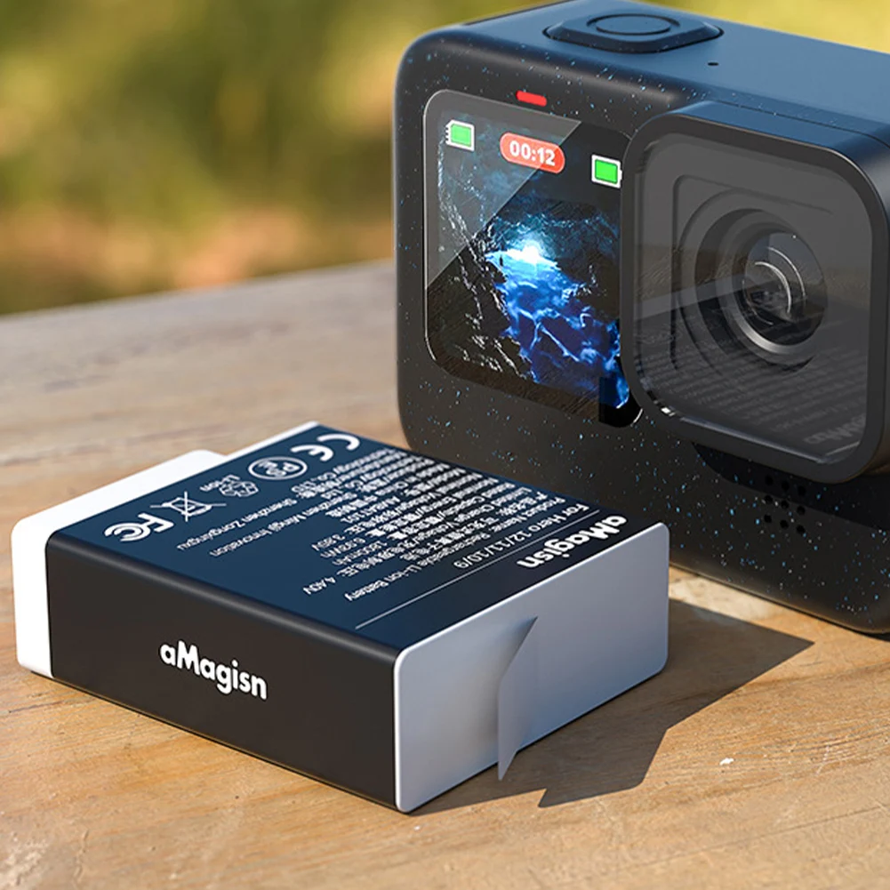 完全にデコードされたカメラバッテリー充電器、交換用リチウムイオン電池、GoPro Hero 12、11、10、9、1800mahに適合