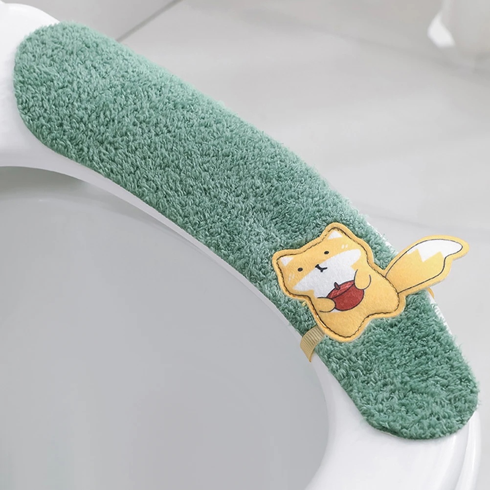 

2Pairs Toilet Seat Cover Warm Bathroom Washable Reusable Soft Fiber Material Non-Slip Easy Install Random Color