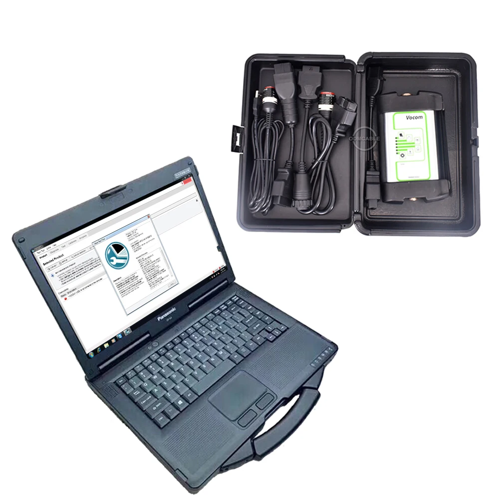 Vcads Truck Diagnostic tool for  Vocom 88890300 excavator scanner with CF52 laptop Tech Tool 2.7 Development Model