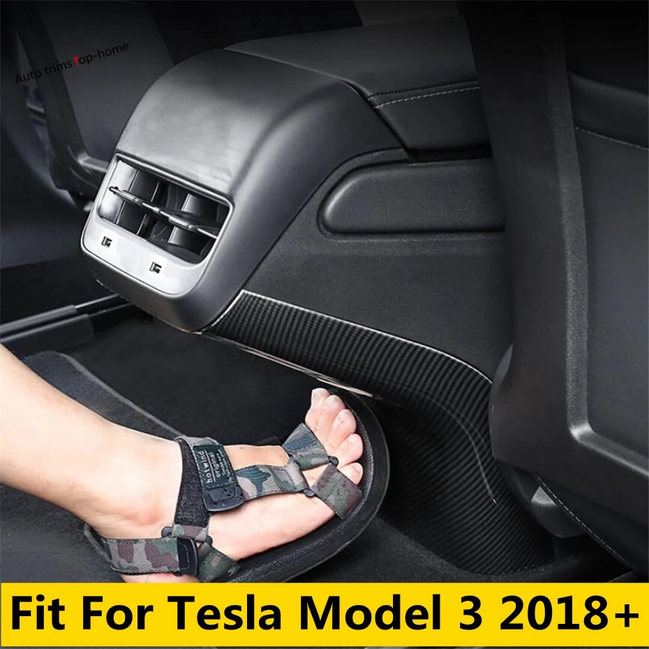 

Rear Armrest Box Anti Kick Protection Decoration Panel Cover Trim Fit For Tesla Model 3 2018 2019 2020 202 ABS Car Accessories