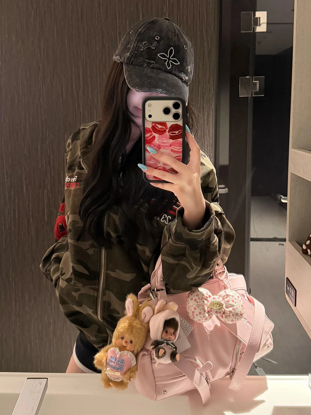 American High Street Camouflage Embroidered Hooded Open Cardigan Women's Loose Design Autumn Outerwear Comfortable Warmth