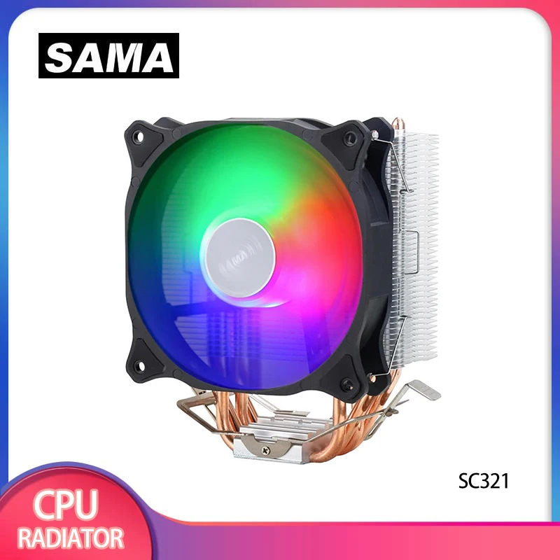 SAMA 125W TDP 4Pin PWM 4 Heat Pipes CPU Cooler for Intel LGA 1700 2011 1200 115X X79 X99 E5 AMD AM3 AM4 Cooling Fan PC Radiator