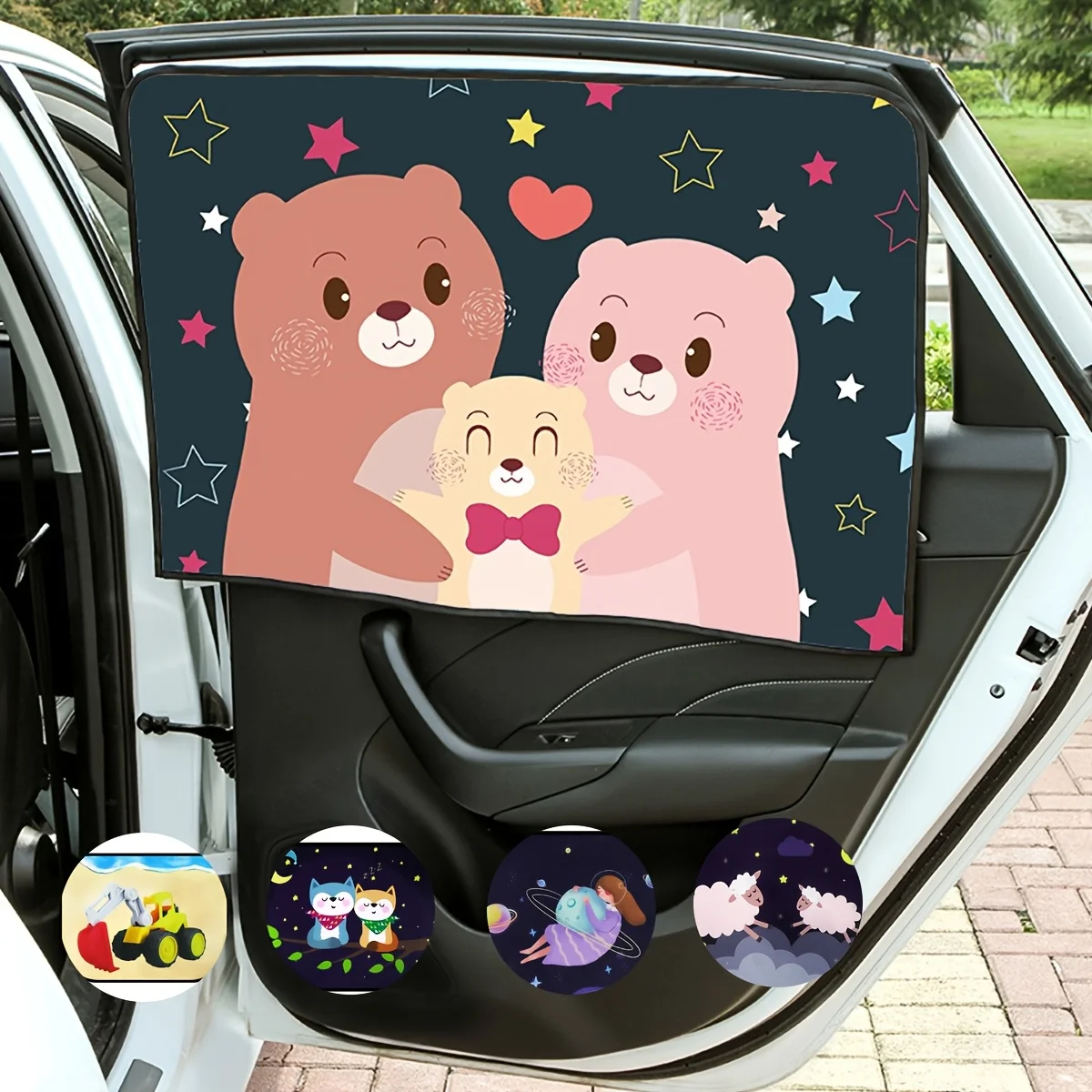 1Pc Universal Car Sunshade For Front And Rear Seats, Driver & Passenger Seat, Double-Layer Heat Insulation Sun Visor, Auto Retra