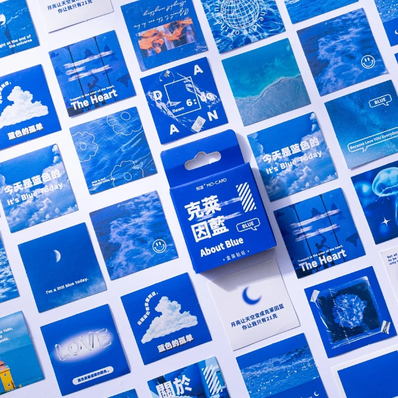 46pcs Klein Blue Box Stickers Photo Albums Scrapbooks Diaries Greeting Cards Decorations Collages Student Supplies