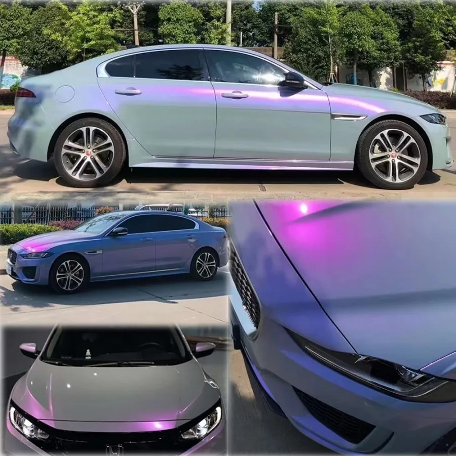 30x100CM Chameleon Vinyl Wrap Grey to Purple Adhesive Car Body Film Sticker Decal Sheet Air Bubble Release DIY (Grey to Purple) view 4
