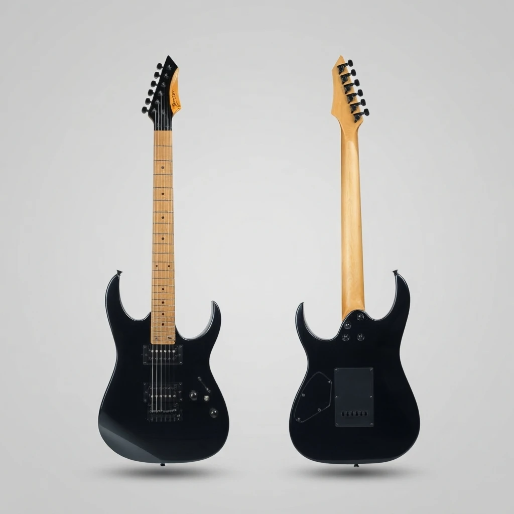 RG Style Electric Guitar 6 Strings, HH Pickups, Double Cutaway, Maple Neck, 3 Metal Colors, Black Hardware for Beginners