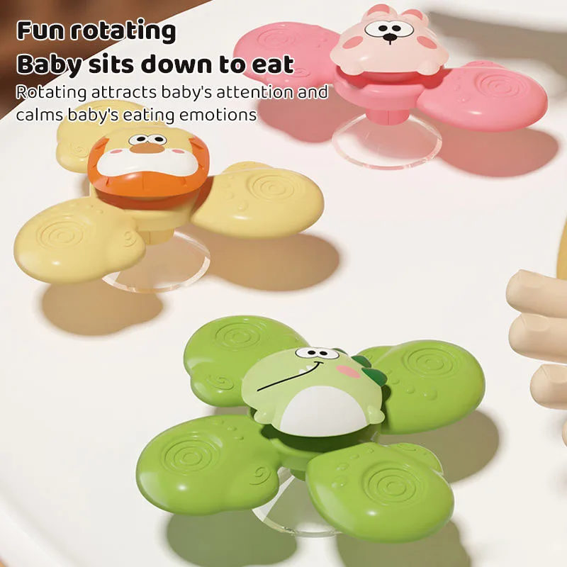 Infant and toddler self installing suction cup spinning toy baby bath spinning animal spinning top children's puzzle toy
