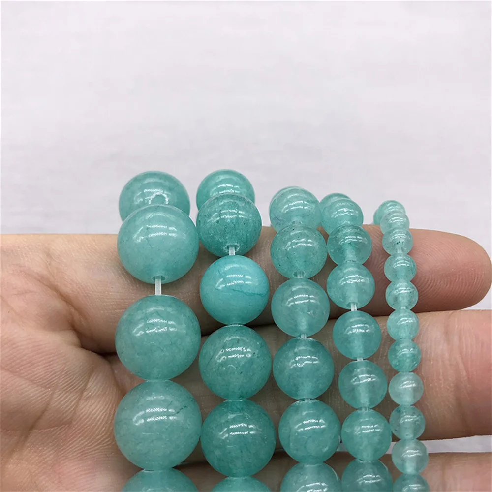 Natural Stone Blue Chalcedony Jades Beads 6/8/10mm Round Loose Spacer Beads For Jewelry Making /6/8/10/mm DIY Handmade Bracelets