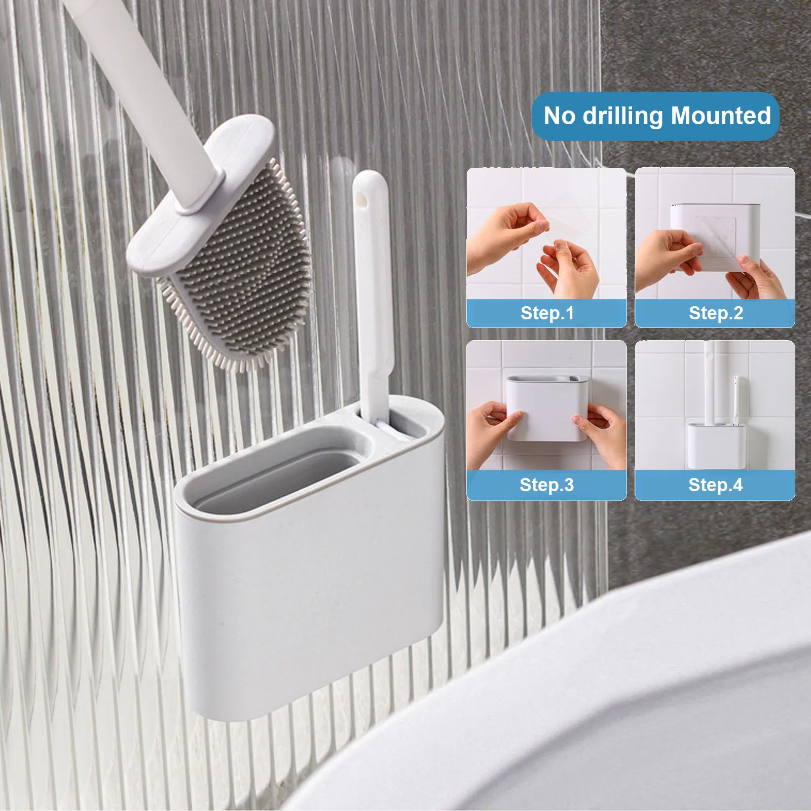 Wall-Mounted Silicone Toilet Brush 4