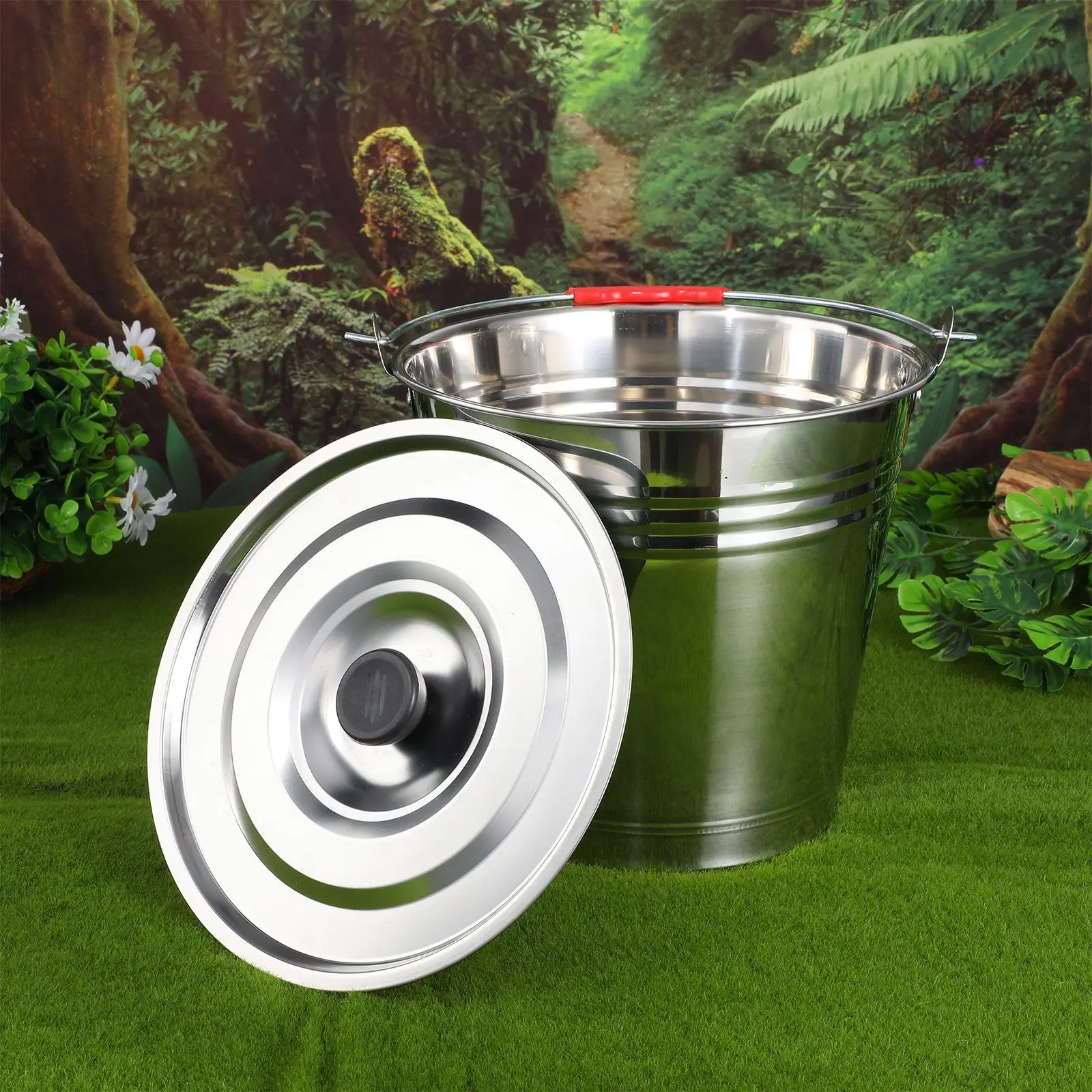 

Stainless Steel Thick Iron Water Bucket Ranch Milking Bucket With Lid Pasture Milk Ice Bucket Household Merchandises Practical
