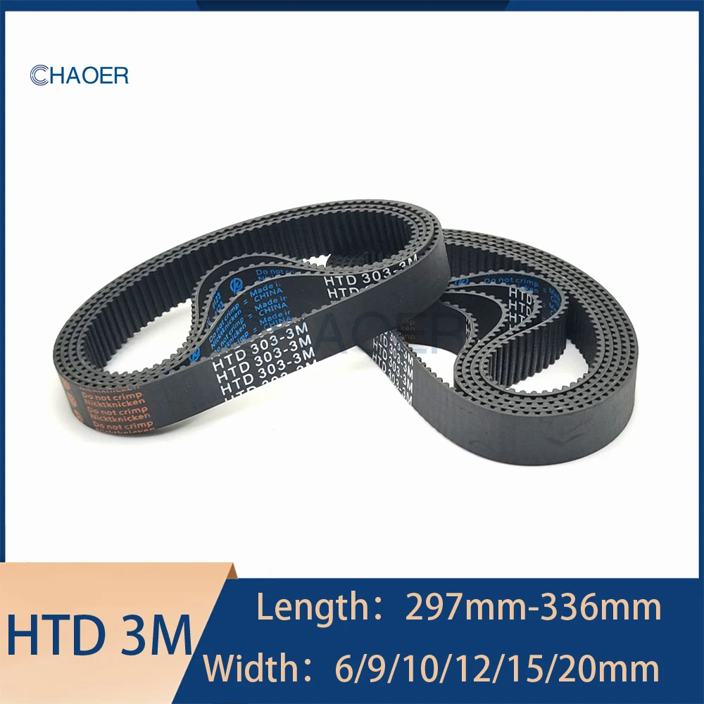HTD 3M Closed Loop Timing Belt Length 297‑336mm Width 6‑20mm Synchronous Belt Replacement For 3D Printer CNC Laser Engraving