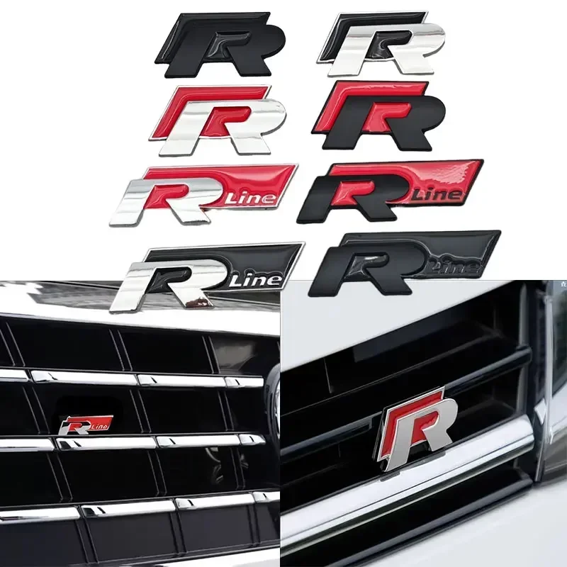 

·3D Metal R Line R Logo Front Grill Emblem Car Rear Trunk Sticker For Volkswagen VW R Line Golf 4 5 6 7 Touran Polo Accessories