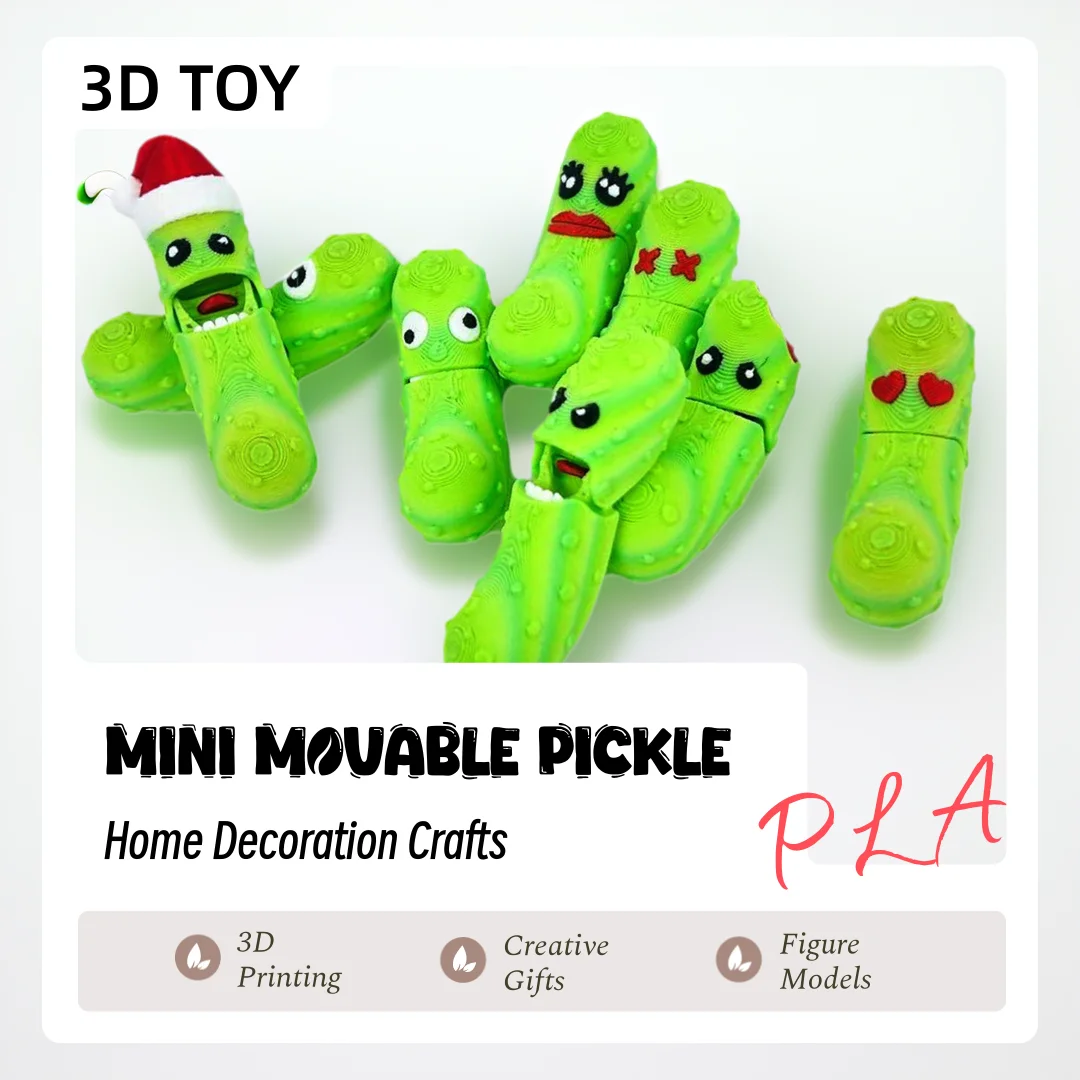 Figura de dibujos animados divertida con estampado 3D, puede abrir la boca, pepino vegetal, modelo, decoración del hogar, adorno artesanal, regalo, juguetes para niños