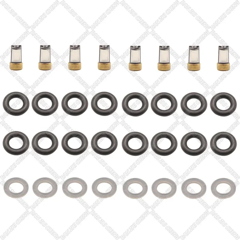 8 set Fuel Injector Service Repair Kit Filters Orings Seals Grommets for 0280156050 For Geely Xiali N3 Chana Hafei FAW