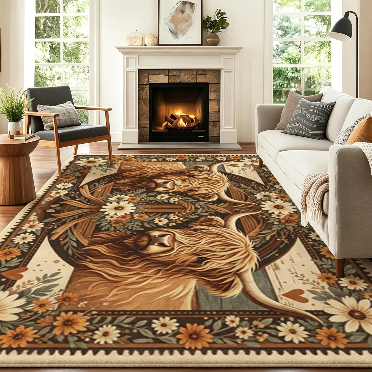 Commercial Fabric Printing Machine - 1PC Velvet Area Rug, Vintage Highland