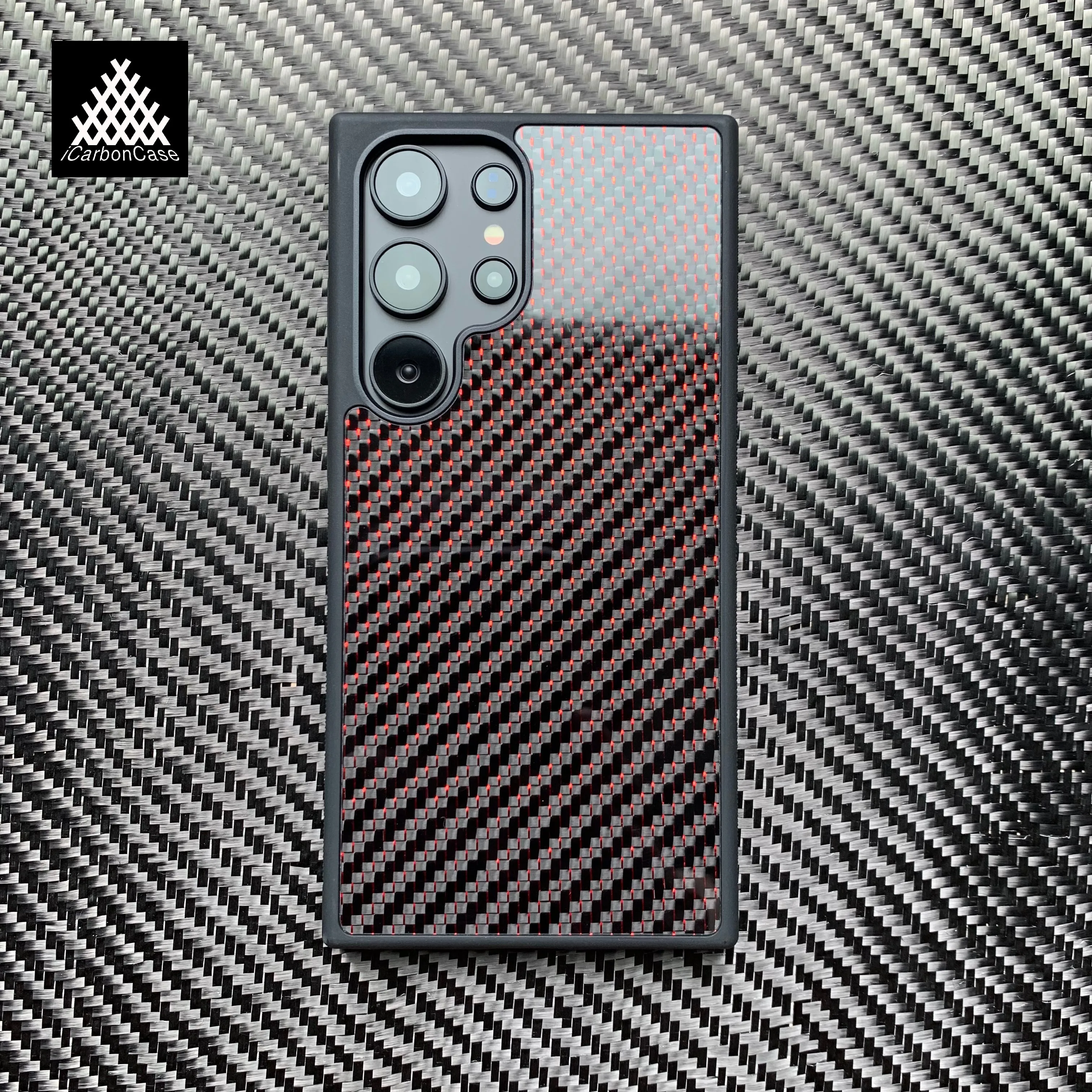 

Magnetic Real Glossy Woven Red Carbon Fiber Case for Samsung Galaxy S25 S24 S23 S22 Ultra S23FE S24FE S25+ S24+ with Magsafe