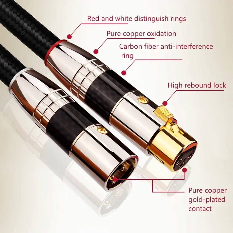 Yyaudio cabo xlr de alta fidelidade occ ofc banhado a prata e cobre 2 xlr macho para fêmea cabo de áudio