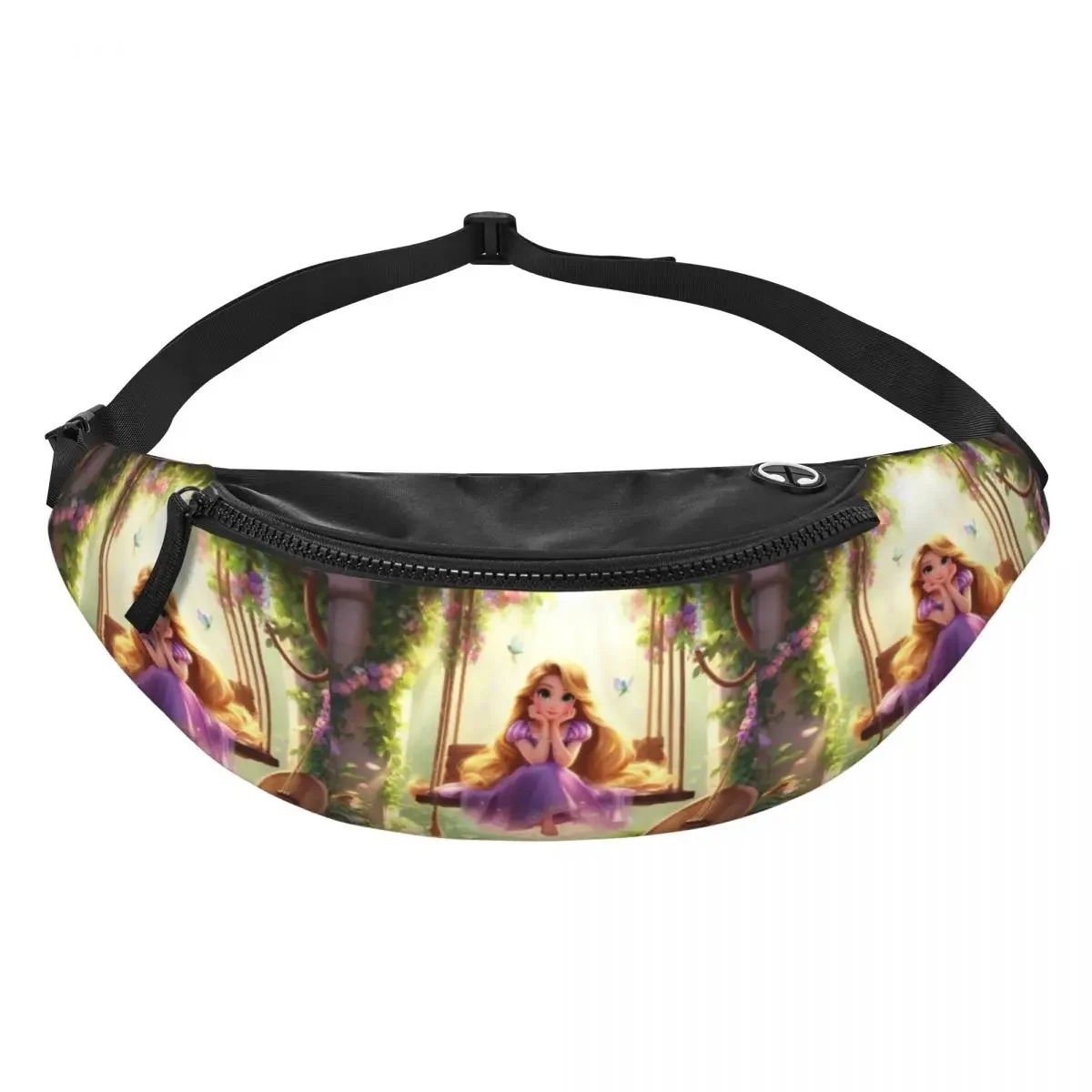 Custom Princess Wallpaper Cute Cartoon Fanny Pack Women Men Cool Crossbody Waist Bag for Hiking Phone Money Pouch