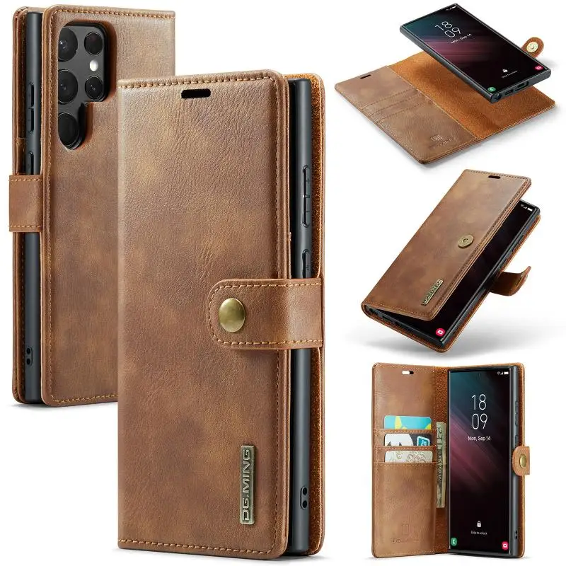 For Samsung Galaxy A54 5G S21 S20 S23 FE S24 S22 Ultra Plus Note 20 Removable Magnetic Wallet Flip Cover Cell Phone Leather Case