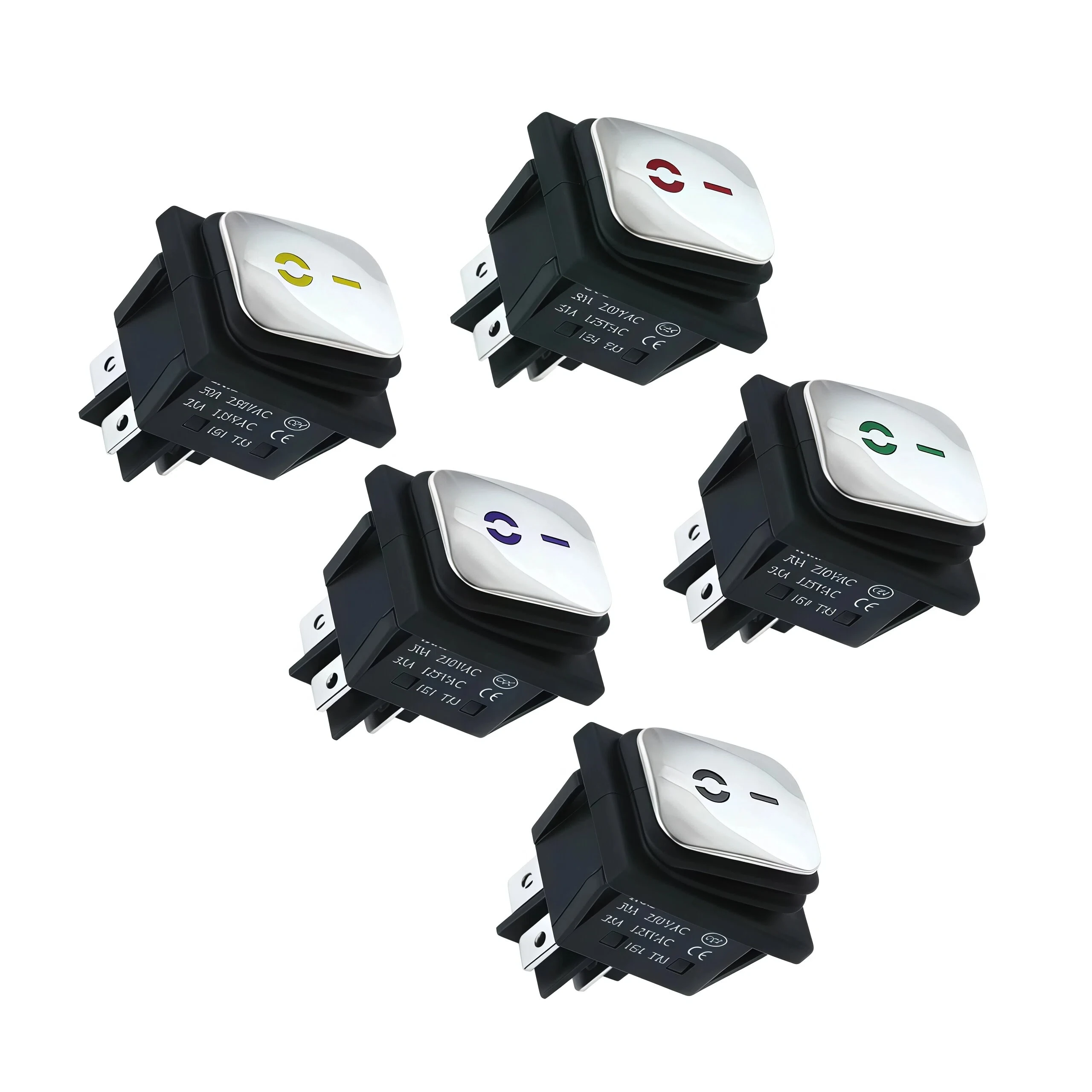 Interruttore a bilanciere impermeabile con superficie in acciaio inossidabile KCD4, tipo leggero, 4 pin, 2 posizioni, LED 220 V, interruttore a bilanciere ad alta corrente