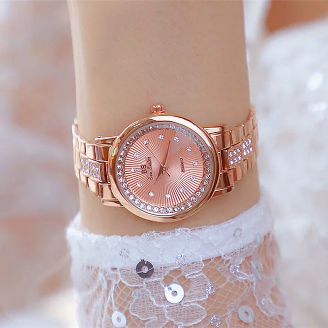 ساعة كوارتز نسائية بتصميم ماسي فاخر بسلسلة صغيرة 2000s ساعة يد جمالية إكسسوارات نسائية على مدار الساعة هدايا نسائية #3
