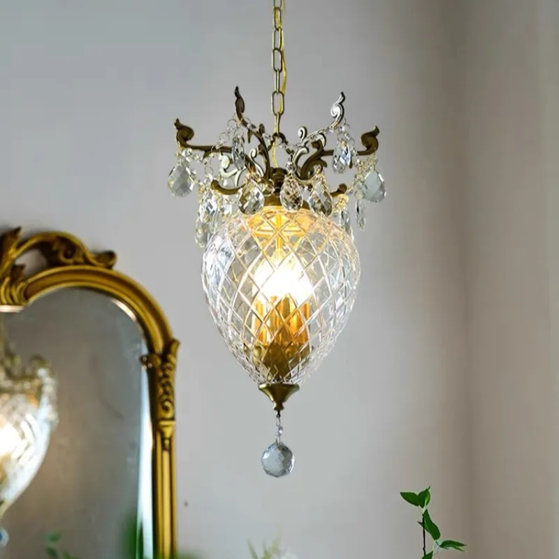 

French crystal chandelier with vintage atmosphere, bar counter, headboard, entrance hall, balcony, island platform, chandelier