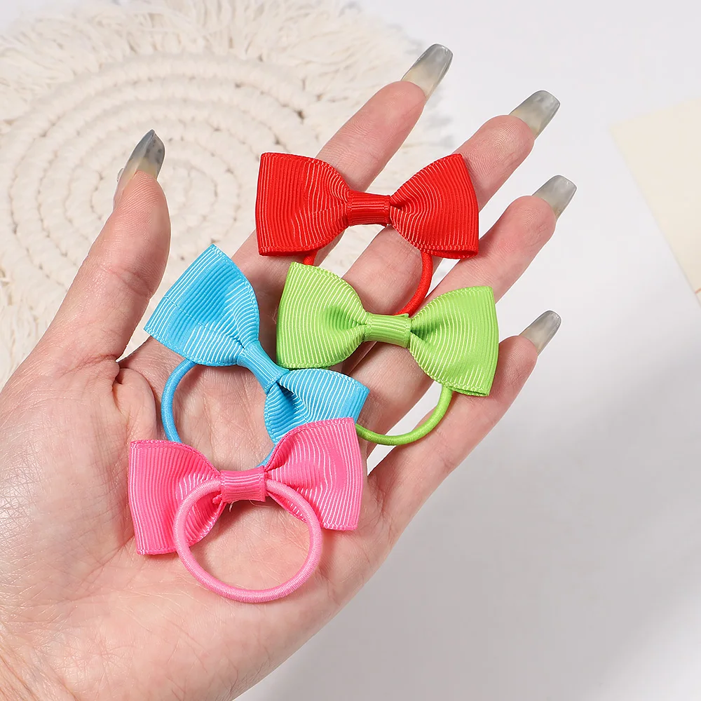 5/10/20Pcs Candy Kleur Haar Bows Elastische Scrunchies Haarband Voor Kinderen Baby Meisjes Haar Touw paardenstaart Houder Haar Accessoires Set