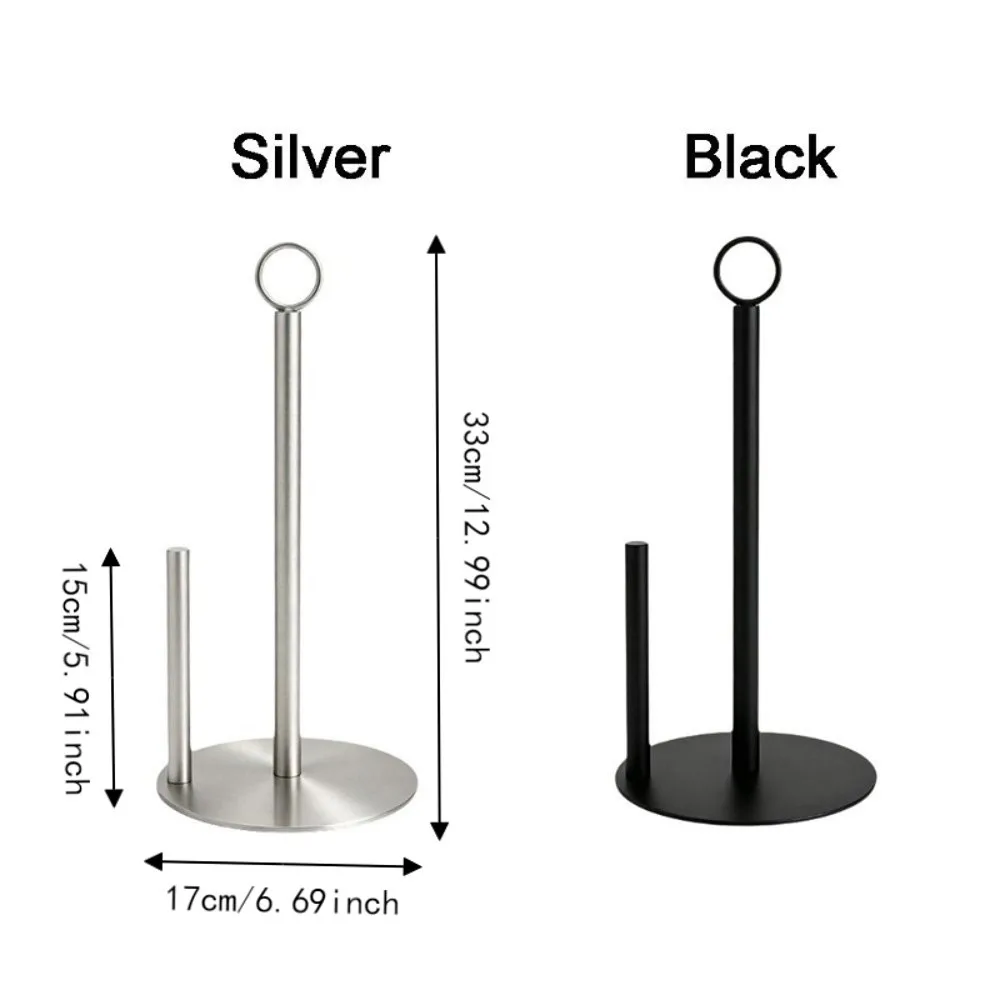 Stainless Steel Paper Towel Holder Non Slip Base Freestanding Paper Towel Stand One-Handed Tear Removable Paper Towel Rack 6