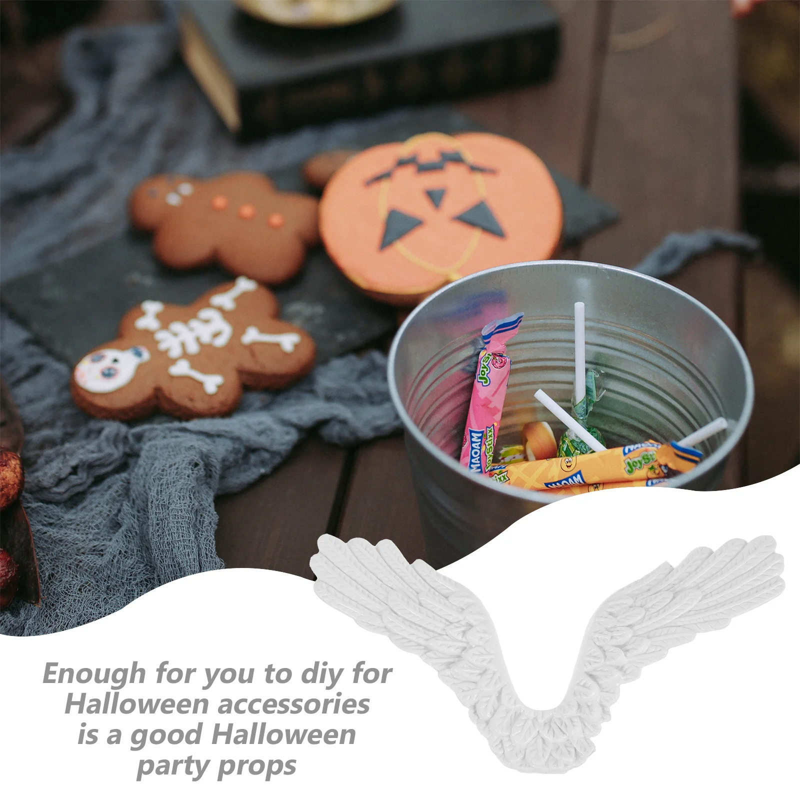 

5Pcs Angel Wings Decoration White Plastic 3D Feathered DIY Craft Supplies Halloween Props Angel Wing Ornaments