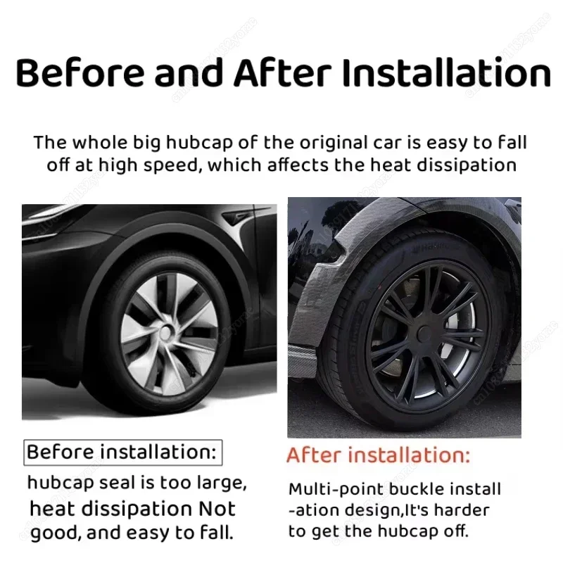 

4 шт. для Tesla Model Y 2020-2024 19-дюймовые колпаки для колес, колпаки для ступиц, автомобильные замены, полный обод, аксессуары, черный
