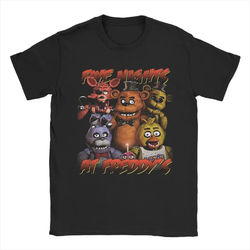 Men Spring Summer Trap FNAF At Freddys Trumpet T-Shirts Vintage 100% Cotton Clothing Vintage Short Sleeve Crew Neck Tee T-Shirt image 4