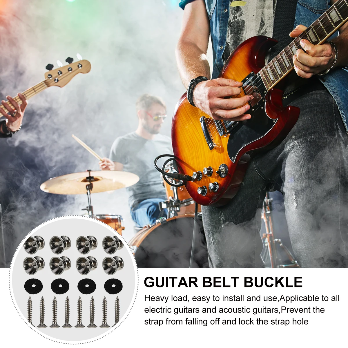 

24 Pcs Guitar Strap Buckle Attachment Belt Screw Bolt Wooden Connector Button Metal Non-slip Tail Nail Holder