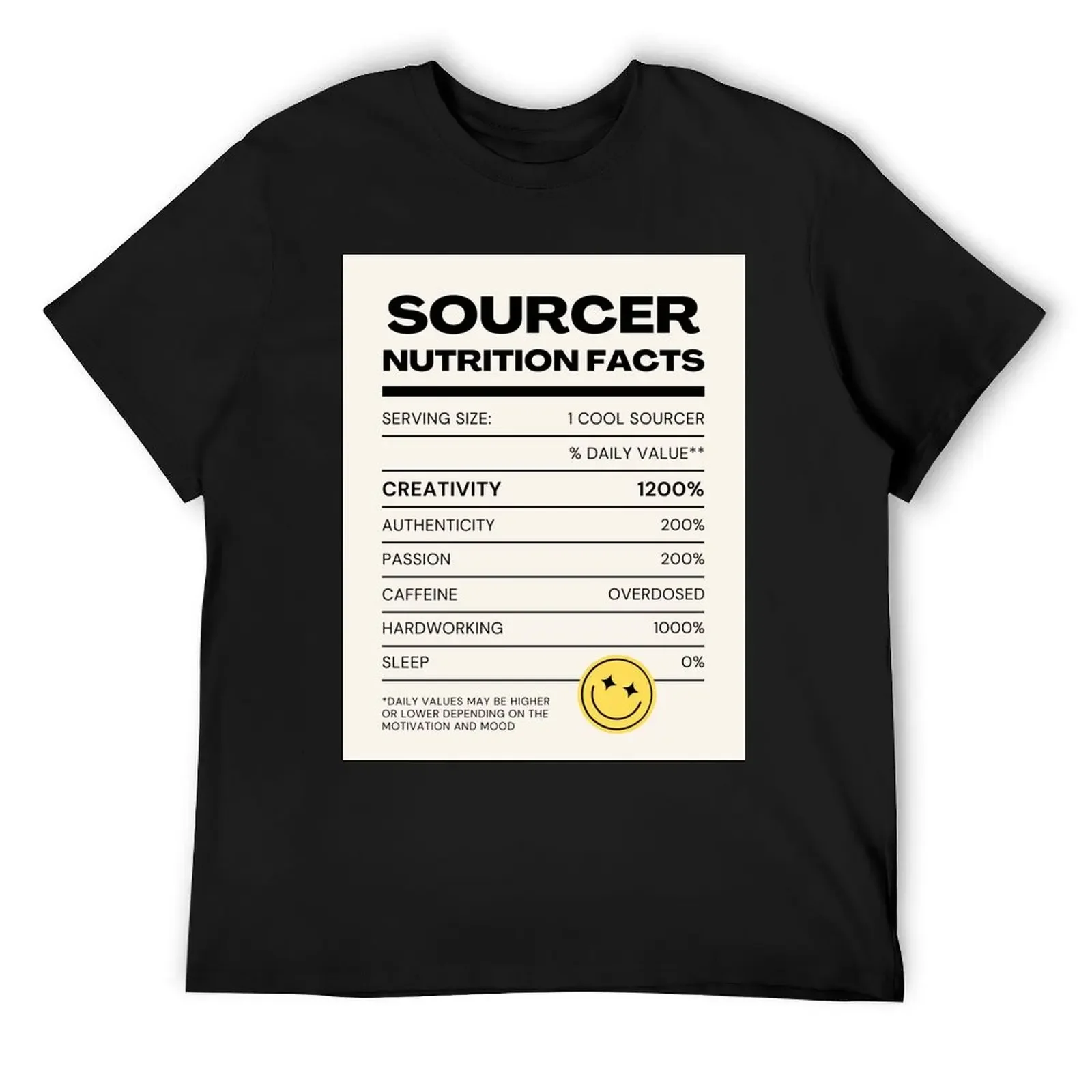 Sourcer Nutrition Facts T-Shirt new edition sports fans Men's t-shirts