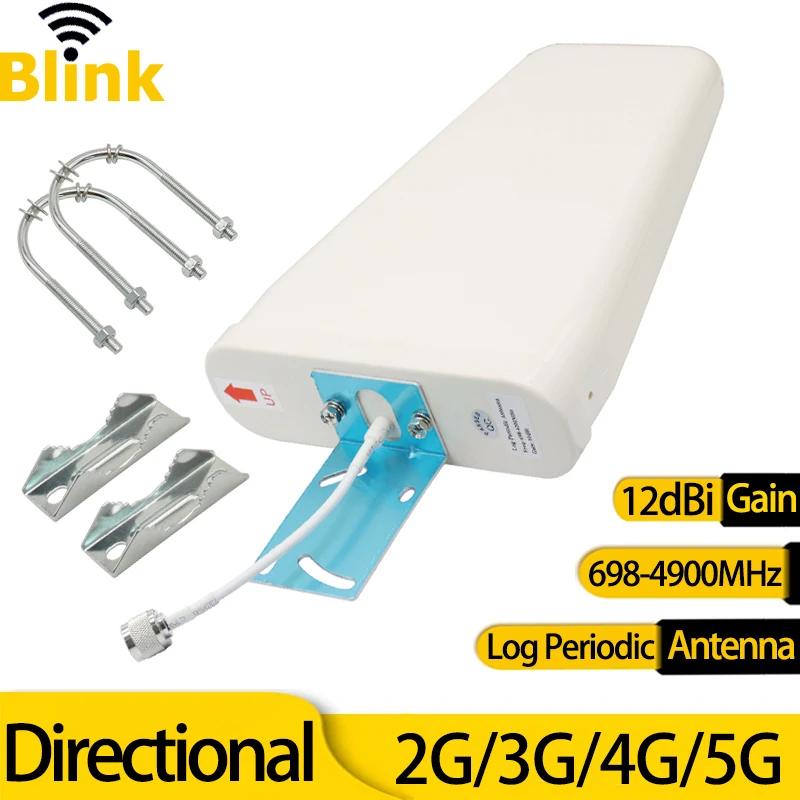 Outdoor Directional Log Periodic Antenna 12dBi 698-4900MHz Mobile Signal Booster 5G 4G 3G 2G Network Amplifier SMA/N Connector