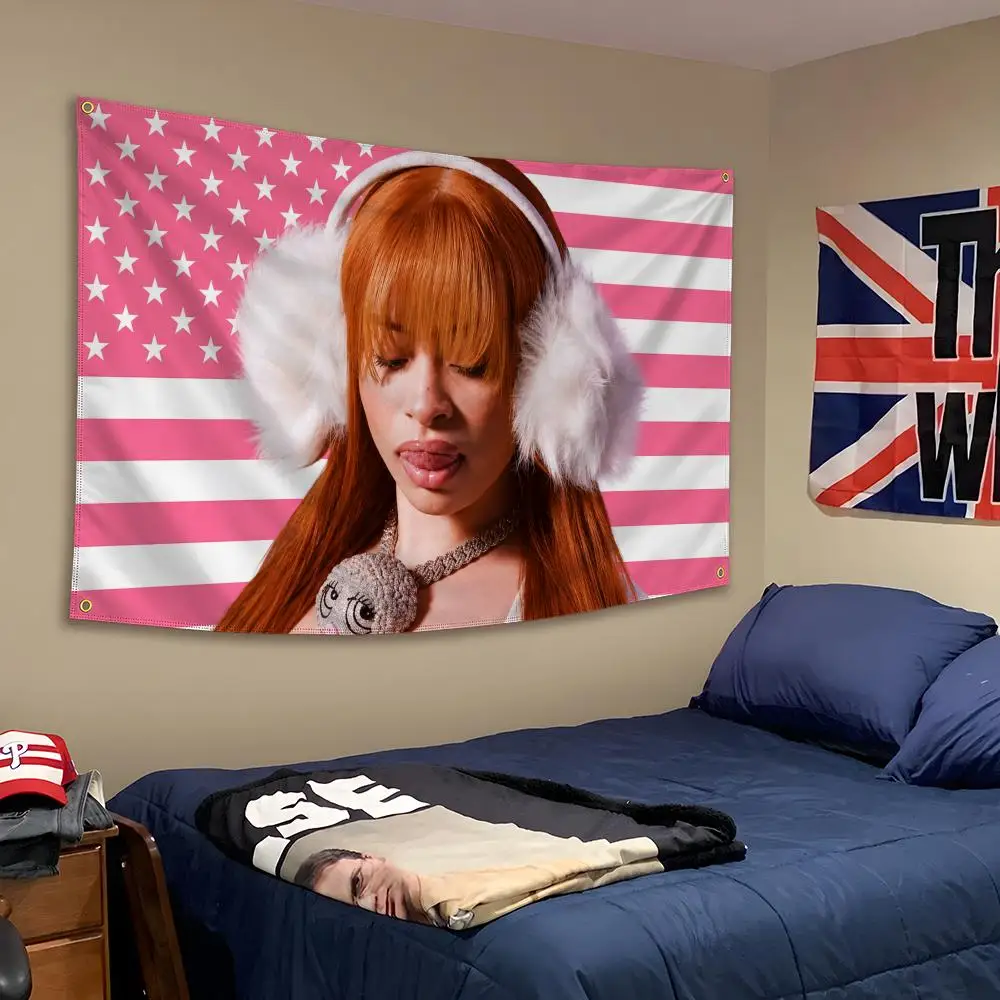 Rapper Ice Spice Y2K! Munch Deli Bronx Flags Banner Wall Hanging Decor Personality For Party Bedroom Outdoor Hogar Bedside