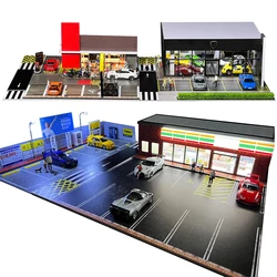 G FANS 1/64 Miniatures Scale Diorama Car Garage Model Model LED Lighting Double Deck Garage Car Parking Lot Display Scene Model