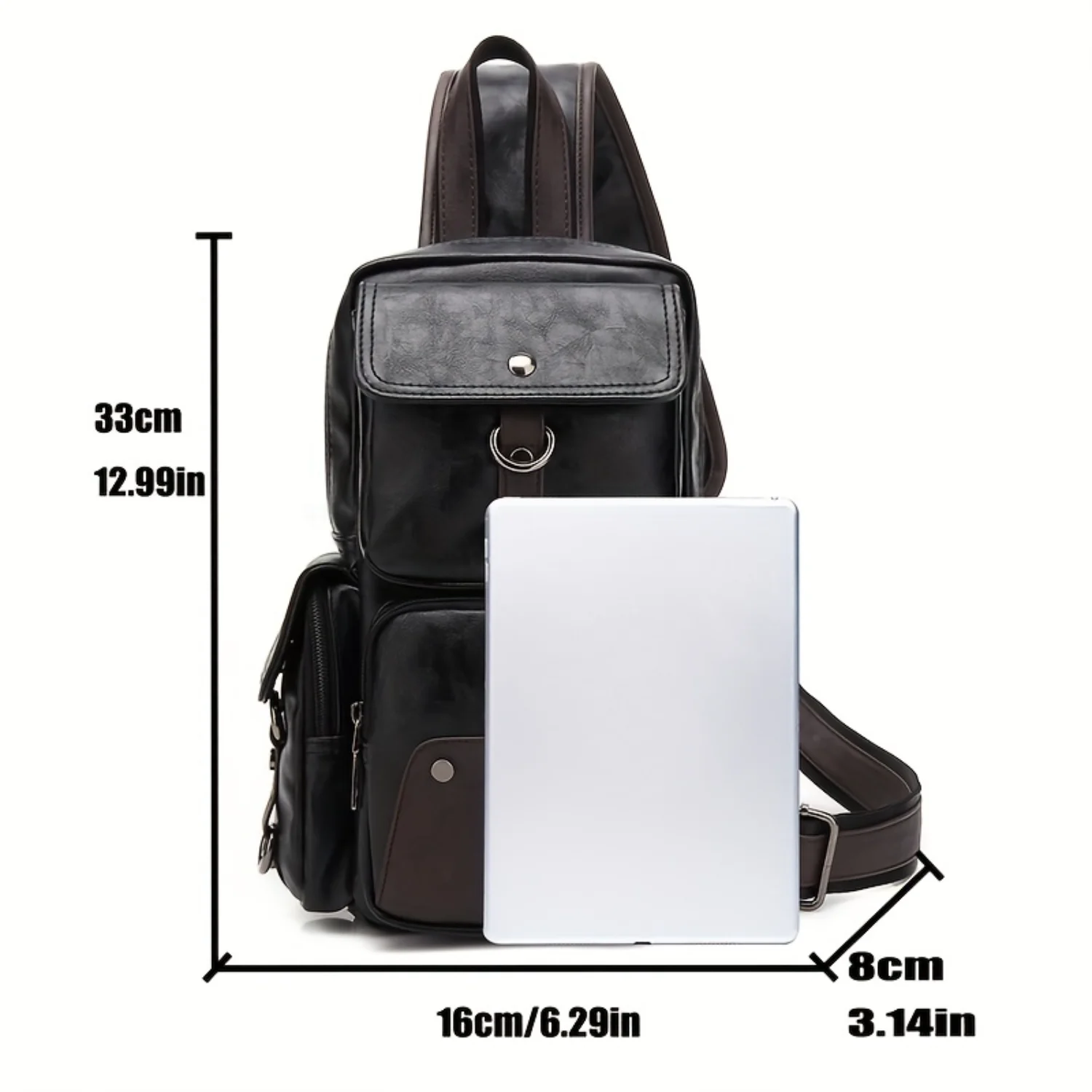 Chest Bag Men's Fashion Business Casual Shoulder Bag Men's Waist Bag Soft PU Leather Messenger Bag Fashion Shoulder Bag Gift For