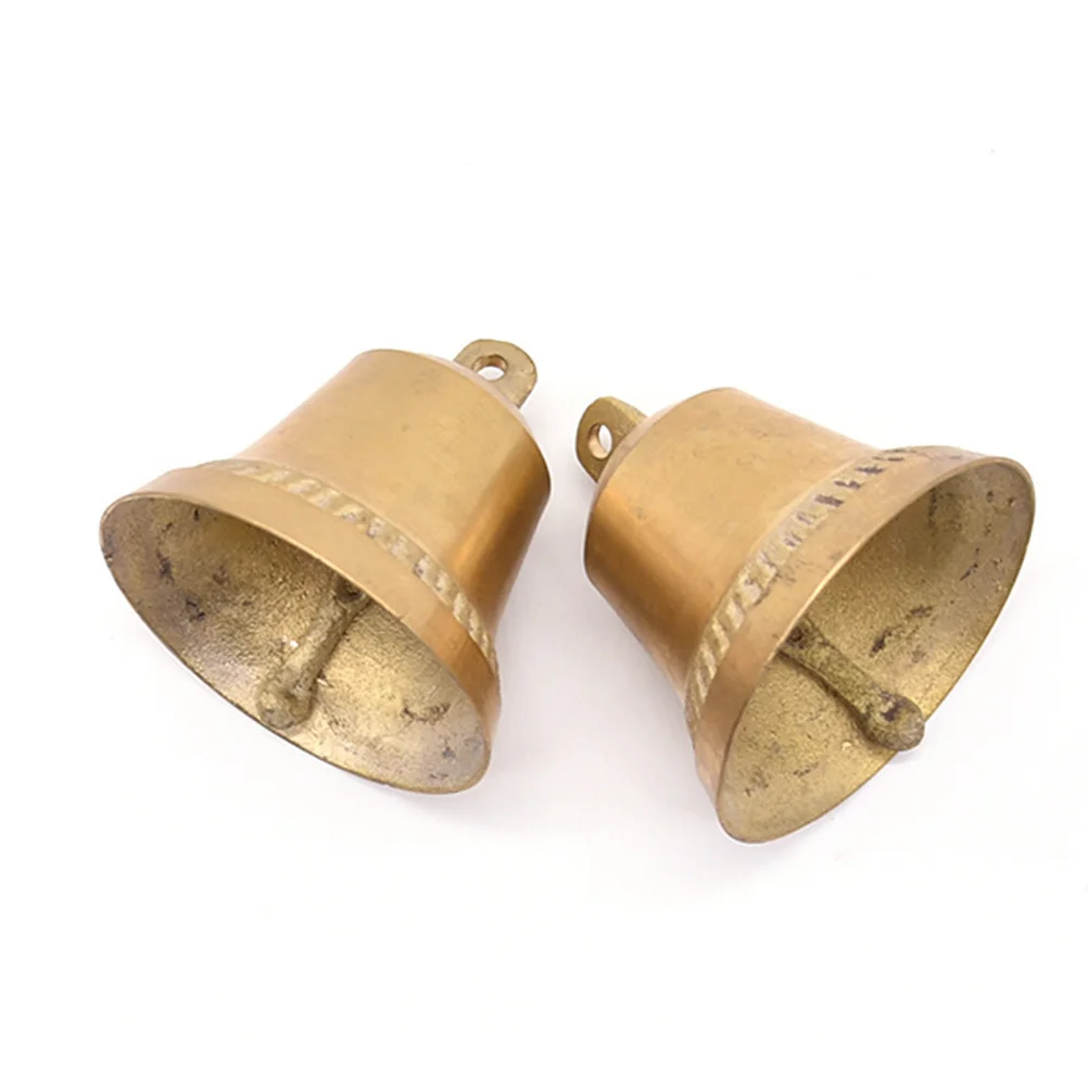 

2Pcs Retro Copper Bell Pendants Thick Cast Vintage Wind Chime Decorations DIY Hanging Door Accessories Golden Bell Crafts