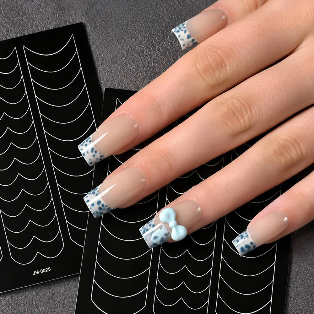 1Pc Unique Wave Arc Simple Nail Sticker Clean Edge Simple Nail Decal Custom Art Simple Nail Slider
