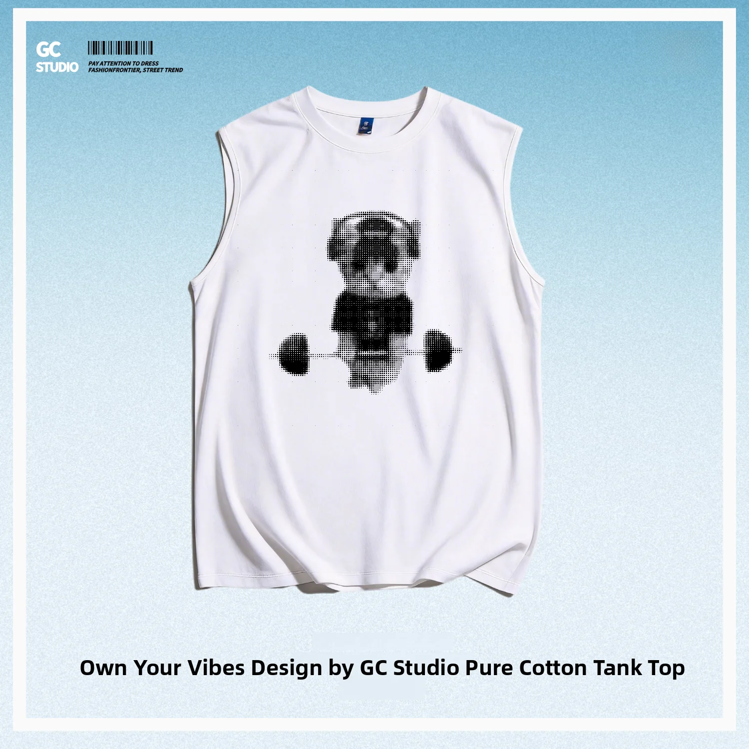 Men's Pure Cotton Tank Top  Meme Hard Pull Fitness Print Push up Breathable round Neck Short Sleeve Summer Tank Top