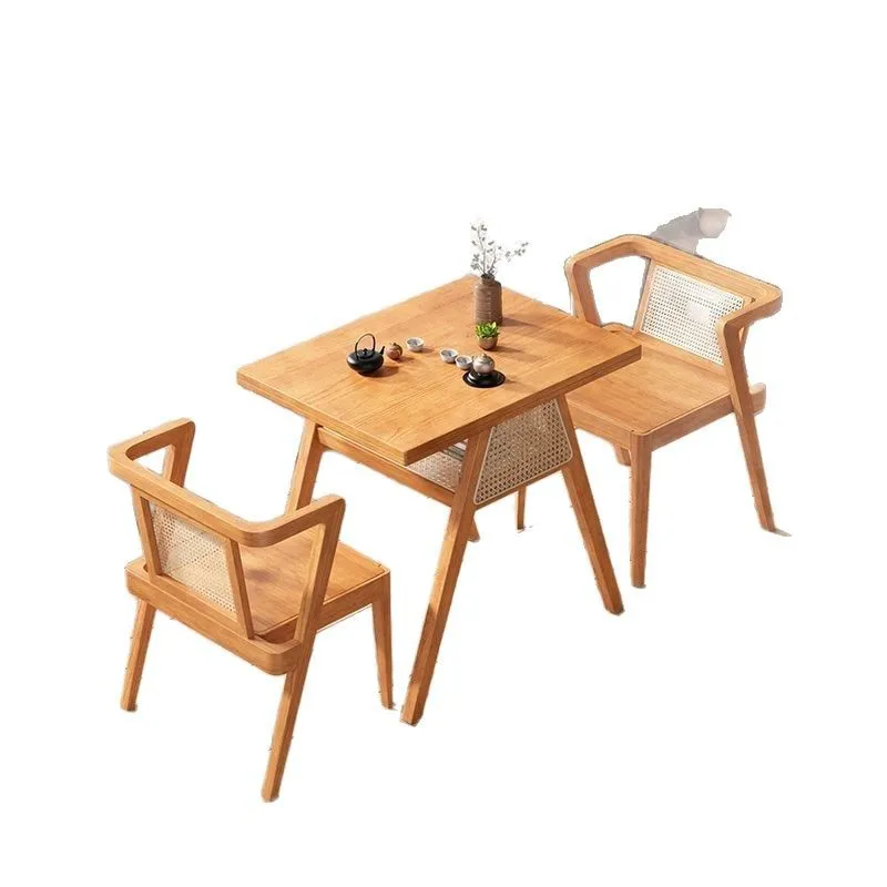 

Balcony tea table and chair combination to negotiate leisure three-piece set reading household solid wood drinking