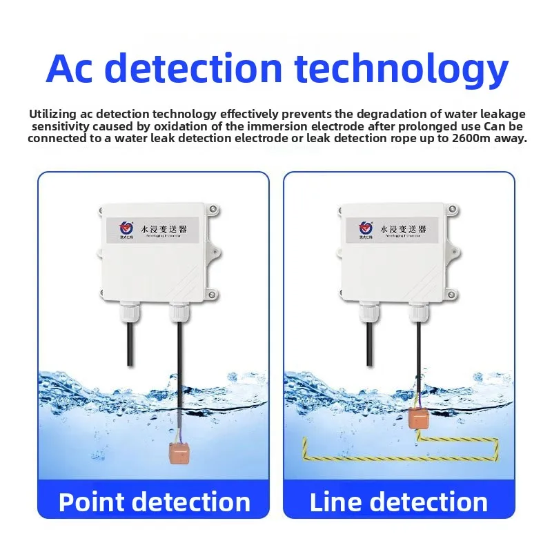 Water Leak Sensor Transmitter Detector 485 Rope 4G Remote Alarm for Flood & Water Leakage Detection