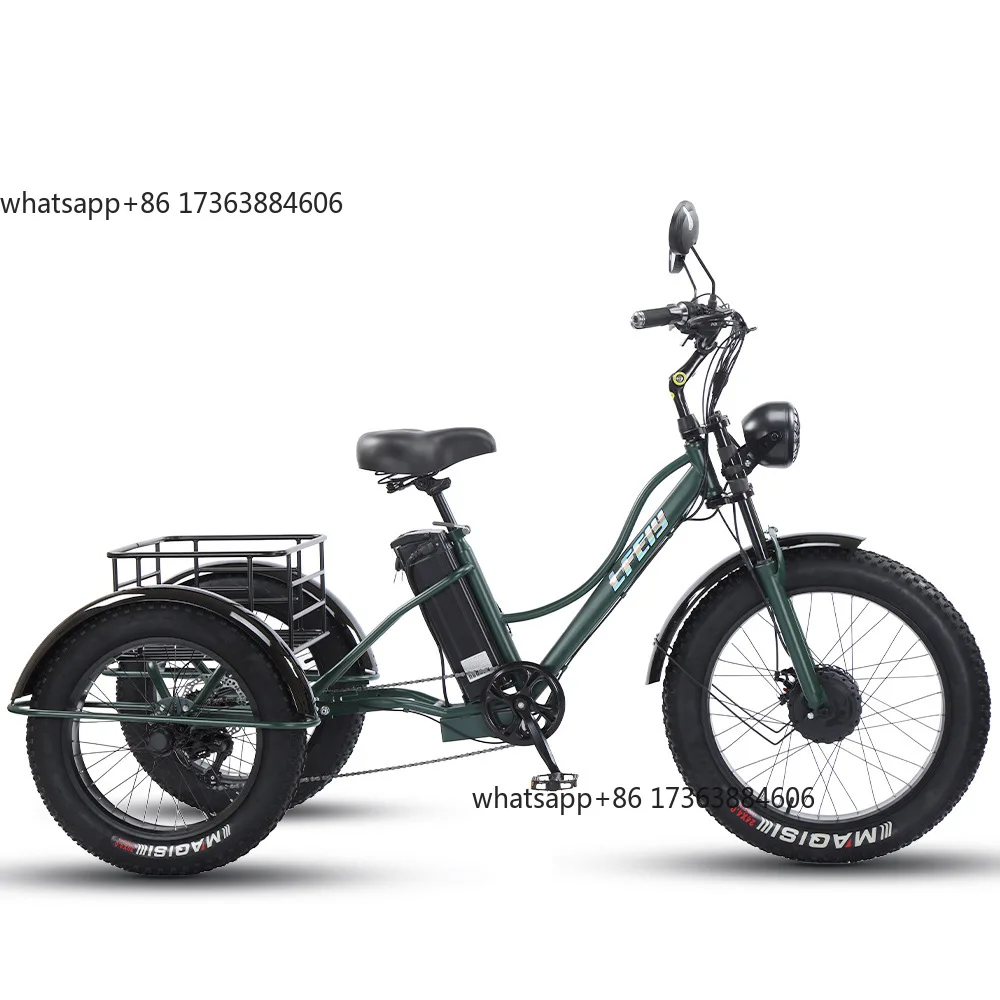 24-inch Cheetah Electric Tricycle Fat Tire Pedal Assist Electric Tricycle Thick Tire for and Elderly Cycling