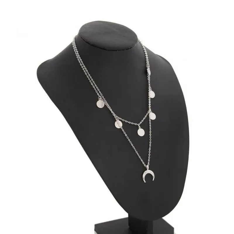 Hot Fashion 2025 New Necklace Temperament Wild Round Moon Multi-layer Ladies Explosion Models Pendant Necklace Wholesale