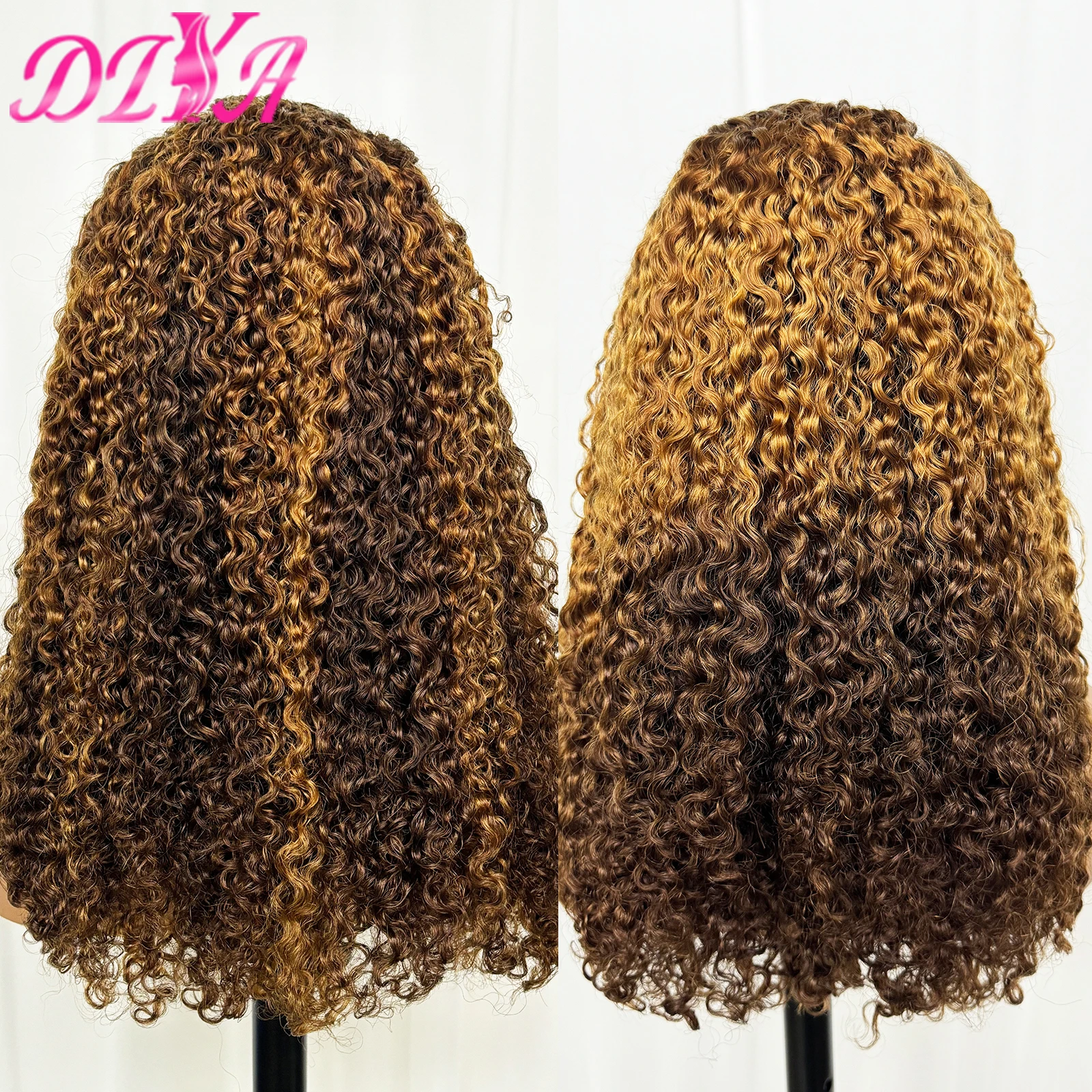 12A Double Drawn Lace Frontal Human Hair Burmese Curly 300% Density Burmese Hair for Women Ombre Human Hair HD Transparent Lace