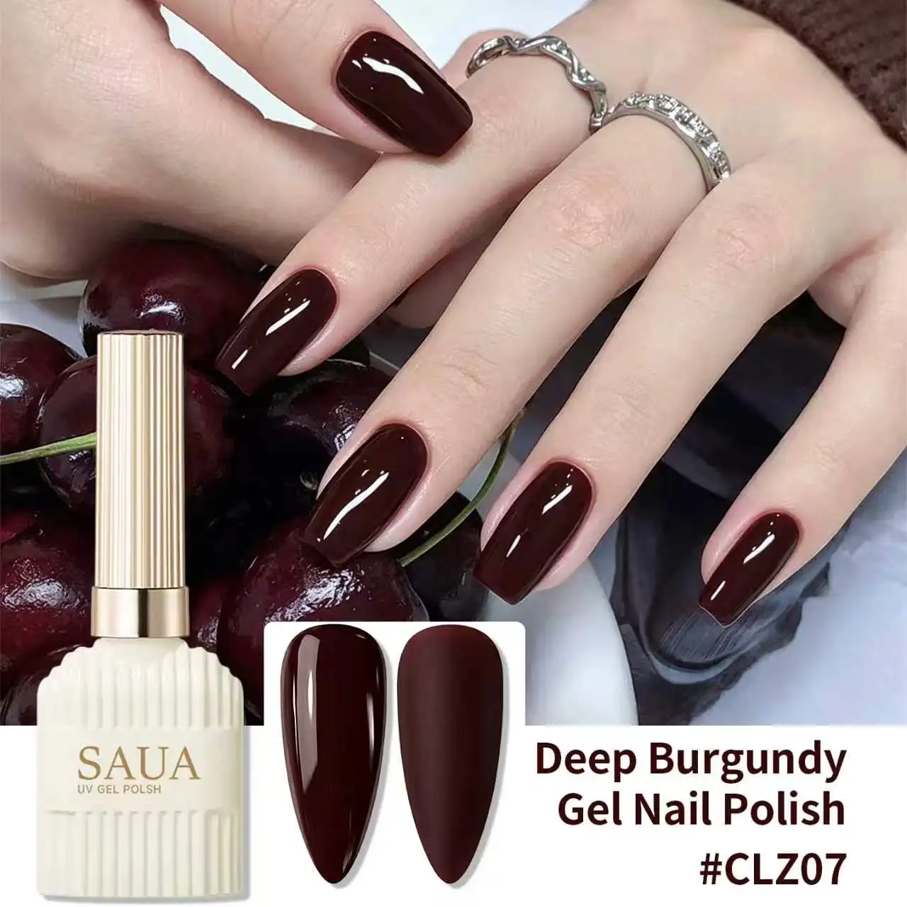 15ML Deep Red Nail Gel, UV Gel Polish, Long-Lasting High Saturation, Eye-Catching Chestnut, Fashionable Salon Nails for All